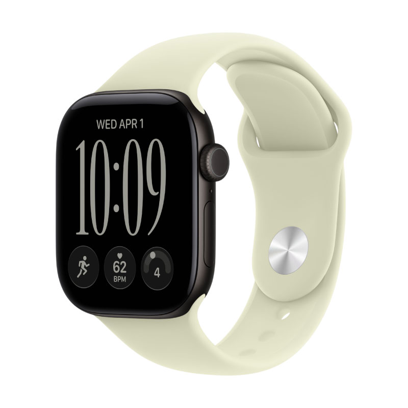 Apple Watch Series 12, 42 mm, Black Aluminum Pale Succulent Sport Band M/L